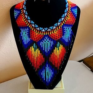 Handmade necklace, gorgeous bright color.